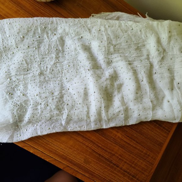 BCBG white gauzy jeweled scarf/wrap - Picture 4 of 7